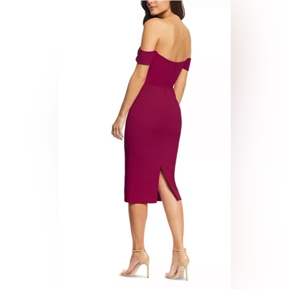 Dress the Population Burgundy Wine Off the shoulder Midi Dress- XXL - Picture 2 of 10